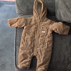 Ralph Lauren Cream and Brown Plaid Baby Snowsuit